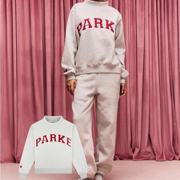 Parke Valentine's Varsity Mock neck - Classic Grey + Crimson - Picture 3 of 15